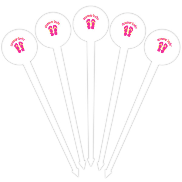 FlipFlop White Plastic 4" Food Pick - Round - Fan View