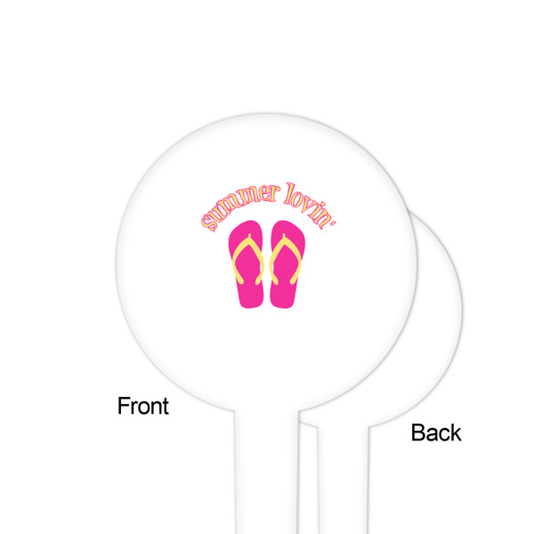 FlipFlop White Plastic 4" Food Pick - Round - Single Sided - Front & Back