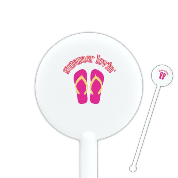 Custom FlipFlop 5.5" Round Plastic Stir Sticks - White - Single Sided (Personalized)