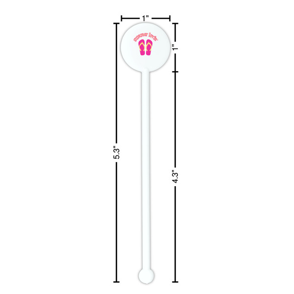 FlipFlop White Plastic 5.5" Stir Stick - Round - Dimensions