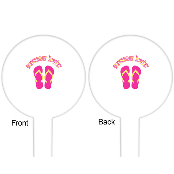 FlipFlop White Plastic 6" Food Pick - Round - Double Sided - Front & Back