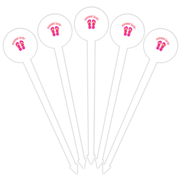 FlipFlop White Plastic 6" Food Pick - Round - Fan View