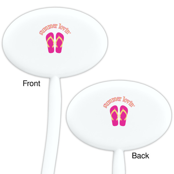 FlipFlop White Plastic 7" Stir Stick - Double Sided - Oval - Front & Back
