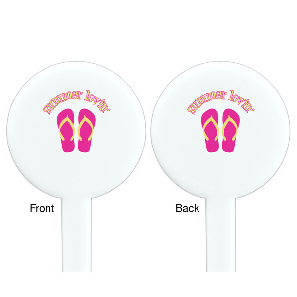 FlipFlop White Plastic 7" Stir Stick - Double Sided - Round - Front & Back