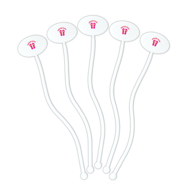 FlipFlop White Plastic 7" Stir Stick - Oval - Fan