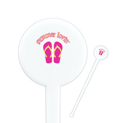 FlipFlop 7" Round Plastic Stir Sticks - White - Single Sided (Personalized)