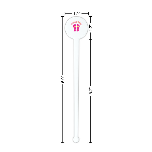 FlipFlop White Plastic 7" Stir Stick - Round - Dimensions