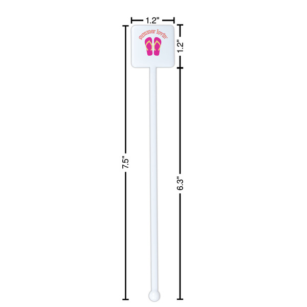 FlipFlop White Plastic Stir Stick - Square - Dimensions