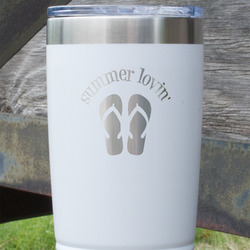 FlipFlop 20 oz Stainless Steel Tumbler - White - Single Sided (Personalized)