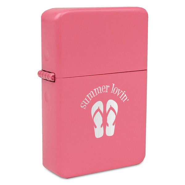 Custom FlipFlop Windproof Lighter - Pink - Single Sided & Lid Engraved (Personalized)