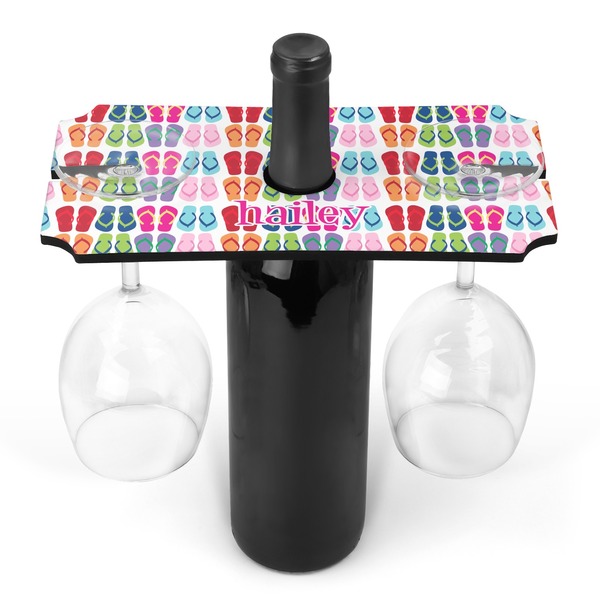 Custom FlipFlop Wine Bottle & Glass Holder (Personalized)