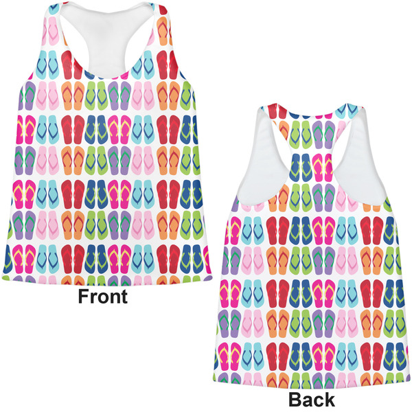 FlipFlop Womens Racerback Tank Tops - Medium - Front and Back