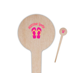 FlipFlop 4" Round Wooden Food Picks - Single Sided (Personalized)