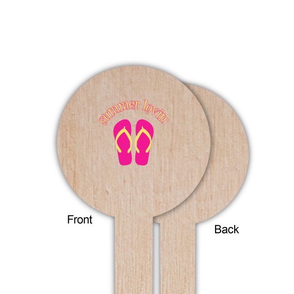 FlipFlop Wooden 6" Food Pick - Round - Single Sided - Front & Back