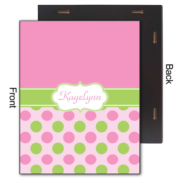 Pink & Green Dots 11x14 Wood Print - Front & Back View