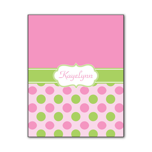 Custom Pink & Green Dots Wood Print - 11x14 (Personalized)