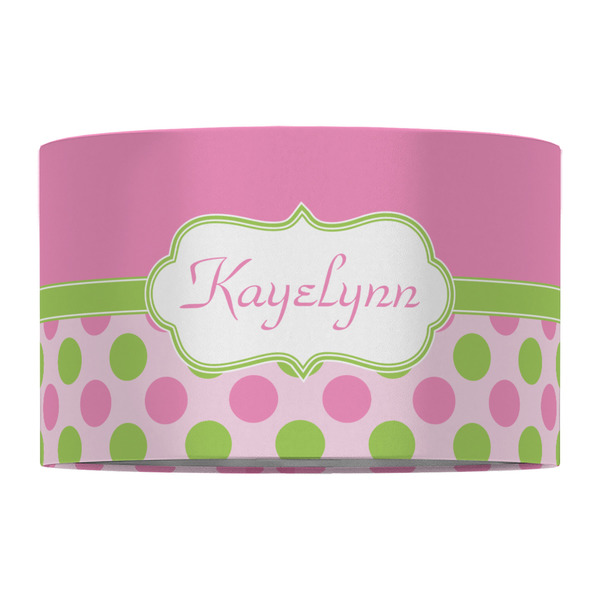 Pink & Green Dots 12" Drum Lampshade - FRONT (Fabric)