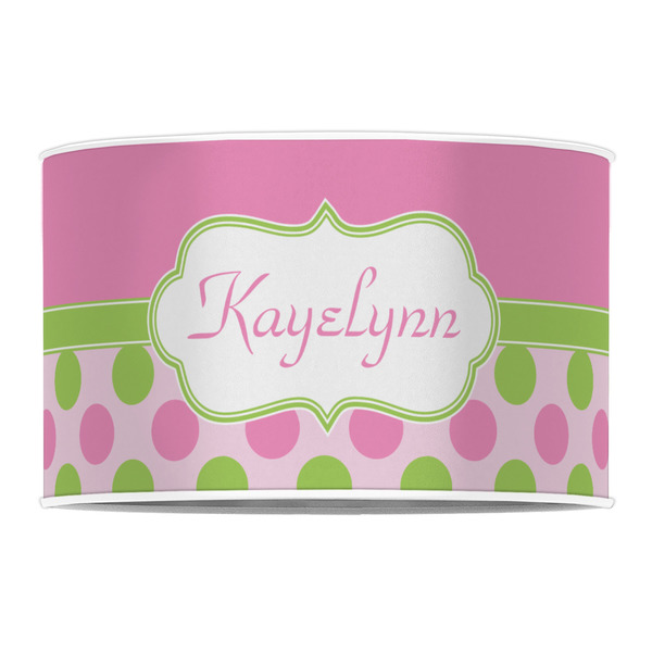 Pink & Green Dots 12" Drum Lampshade - FRONT (Poly Film)