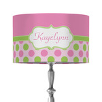 Pink & Green Dots 12" Drum Lamp Shade - Fabric (Personalized)