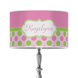Pink & Green Dots 12" Drum Lamp Shade - Poly-film (Personalized)