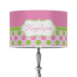 Pink & Green Dots 12" Drum Lamp Shade - Poly-film (Personalized)