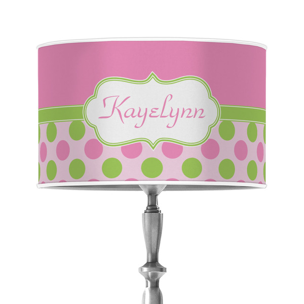 Custom Pink & Green Dots 12" Drum Lamp Shade - Poly-film (Personalized)