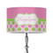 Pink & Green Dots 12" Drum Lampshade - ON STAND (Poly Film)