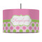 Pink & Green Dots 12" Drum Pendant Lamp - Fabric (Personalized)