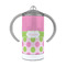 Pink & Green Dots 12 oz Stainless Steel Sippy Cups - FRONT