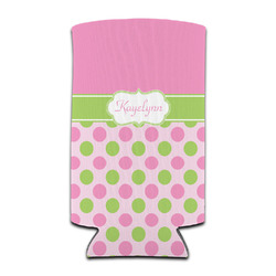 Pink & Green Dots Can Cooler (tall 12 oz) (Personalized)