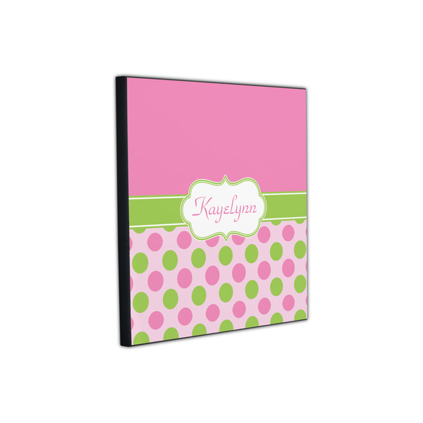 Pink & Green Dots 12x12 Wood Print - Angle View