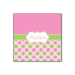 Pink & Green Dots Wood Print - 12x12 (Personalized)