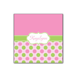 Pink & Green Dots Wood Print - 12x12 (Personalized)