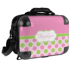 Pink & Green Dots Hard Shell Briefcase (Personalized)