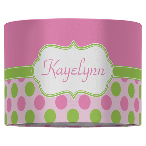 Pink & Green Dots 16" Drum Lampshade - FRONT (Fabric)