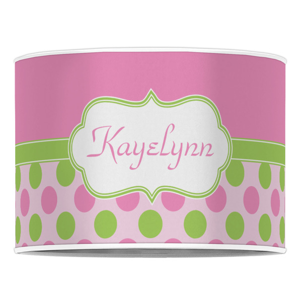 Pink & Green Dots 16" Drum Lampshade - FRONT (Poly Film)