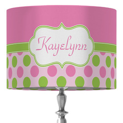 Pink & Green Dots 16" Drum Lamp Shade - Fabric (Personalized)