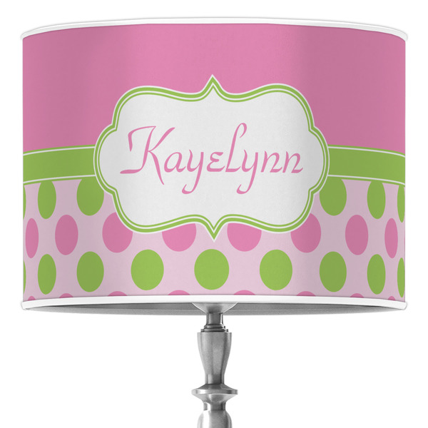 Custom Pink & Green Dots Drum Lamp Shade (Personalized)