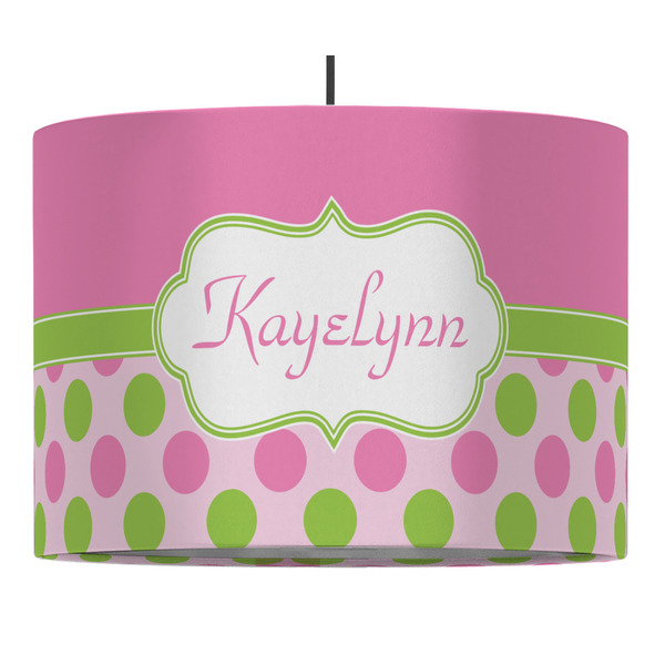 Custom Pink & Green Dots Drum Pendant Lamp (Personalized)