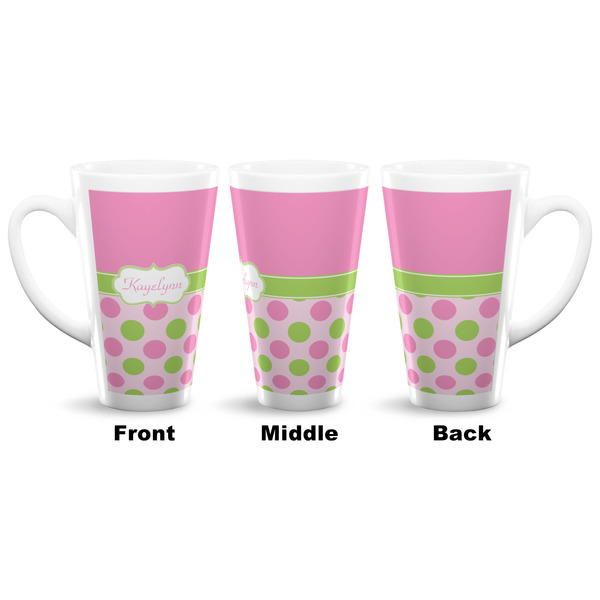 Pink & Green Dots 16 Oz Latte Mug - Approval