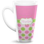 Pink & Green Dots 16 Oz Latte Mug (Personalized)