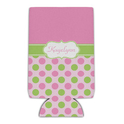 Pink & Green Dots Can Cooler (16 oz) (Personalized)