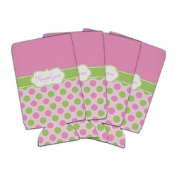 Pink & Green Dots Can Cooler (16 oz) - Set of 4 (Personalized)