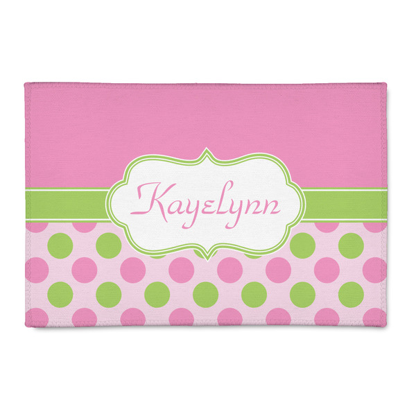 Custom Pink & Green Dots 2' x 3' Indoor Area Rug (Personalized)