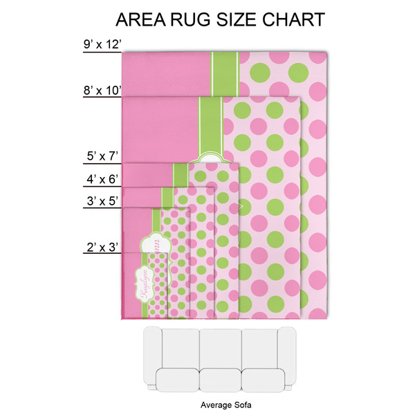 Pink & Green Dots 2'x3' Indoor Area Rugs - Size Chart