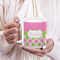 Pink & Green Dots 20oz Coffee Mug - LIFESTYLE