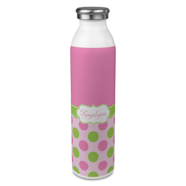 Custom Pink & Green Dots 20oz Stainless Steel Water Bottle - Full Print (Personalized)