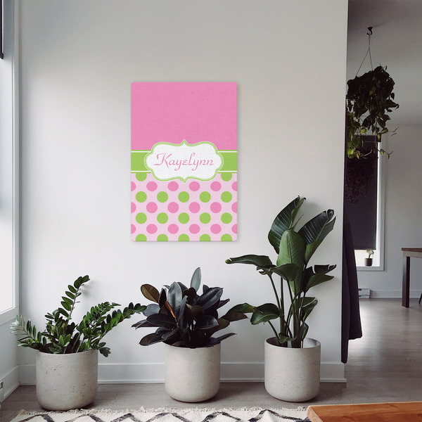 Pink & Green Dots 20x30 - Canvas Print - In Context