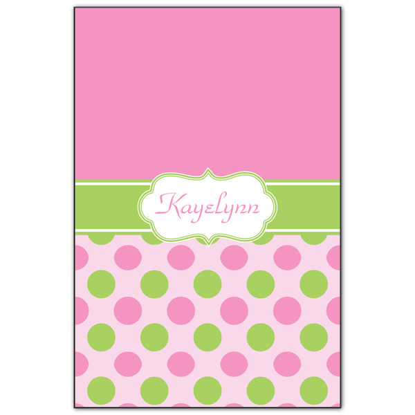 Custom Pink & Green Dots Wood Print - 20x30 (Personalized)