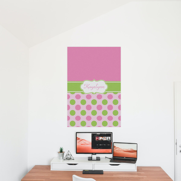 Pink & Green Dots 24x36 - Matte Poster - On the Wall